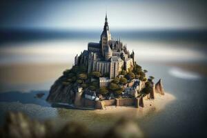 miniatyr- mont helgon michel i Frankrike med fantastisk detaljer foto