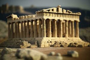 miniatyr- parthenon i grekland med hög detalj foto