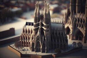 sagrada familia katedral i Spanien med tiltshift effekt foto