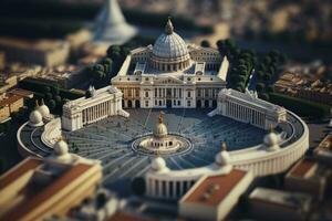 antenn se av vatican stad med tiltshift effekt foto