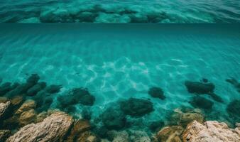 smaragd- kust sardinien närbild av naturlig textur i transparent turkos hav vatten foto