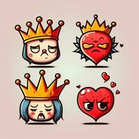 rolig tecknad serie teckning av en krönt kung och drottning för valentines dag foto