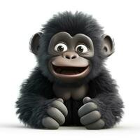 förtjusande bebis gorilla med en pixarstil leende och stor ögon foto