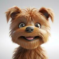 förtjusande yorkshire terrier med en stor leende i pixar stil foto
