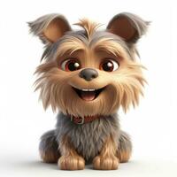 Lycklig yorkshire terrier med förtjusande leende i pixar stil foto