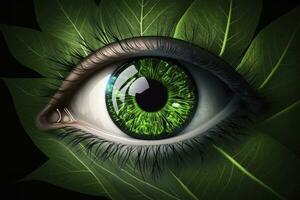 realistisk grön öga i hög upplösning foto