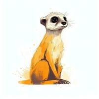 förtjusande meerkat minimalistisk digital teckning på vit bakgrund foto