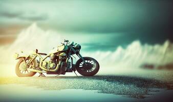 drömmande motorcykel bakgrund med kopia Plats foto