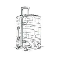 resa i stil med en enkel linje teckning av en resväska och bagage foto