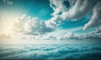 eterisk hav och himmel bakgrund med kopia Plats foto