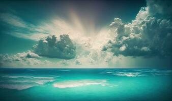 eterisk hav och himmel bakgrund med kopia Plats foto
