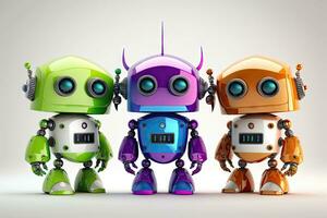 Lycklig söt robotar i annorlunda färger foto