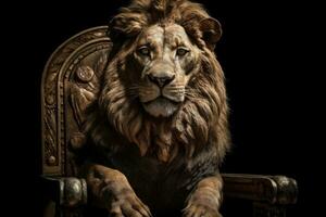 majestätisk lejon på tron närbild skott från olika vinklar foto