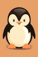 ljuv bebis pingvin illustration på ljus brun bakgrund foto