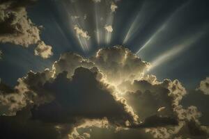 filmiska sunburst moln med mjuk fokus och fotorealistisk belysning foto