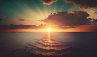 eterisk solnedgång över de hav en drömmande bakgrund för din mönster foto