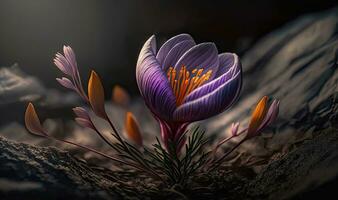 uthållig skönhet av krokus blommor foto