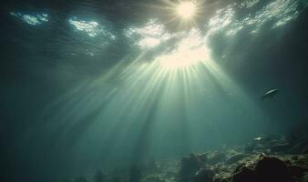 eterisk under vattnet Sol strålar looping som drömmande bakgrund foto