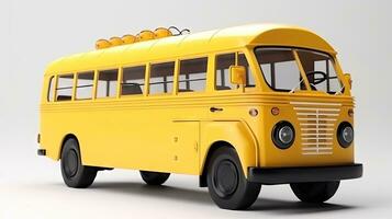 glad gul buss på en vit bakgrund foto