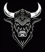 buffel skriva ut logotyp design i svart och vit generativ ai foto