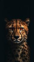 minimalistisk gepard på mörk bakgrund generativ ai foto