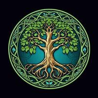 cirkulär träd av liv logotyp ai genererad foto