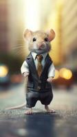 detaljerad och levande en söt mus i en filmiska företag bakgrund ai genererad foto