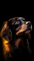 pop- konst hund på mörk bakgrund generativ ai foto