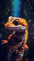 gecko collage på mörk bakgrund generativ ai foto