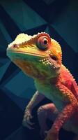 låg poly gecko på mörk bakgrund generativ ai foto