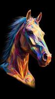 abstrakt häst galopperande på mörk bakgrund generativ ai foto
