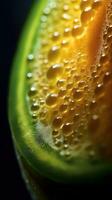 extrem makro närbild av en saftig genomskinlig vinter- melon skiva ai genererad foto
