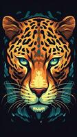 tecknad serie jaguar på mörk bakgrund generativ ai foto