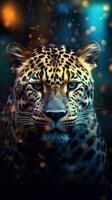 pixelated leopard i fokus generativ ai foto