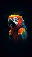 minimalistisk papegoja på mörk bakgrund generativ ai foto