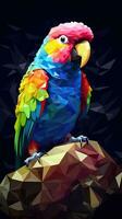 färgrik papegoja på mörk bakgrund ai genererad foto
