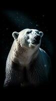 silhuett av en polär Björn på mörk bakgrund generativ ai foto