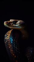 serpentin pärlar på mörk bakgrund generativ ai foto