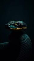 minimalistisk orm på mörk bakgrund generativ ai foto