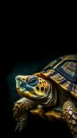 minimalistisk sköldpadda på mörk bakgrund ai genererad foto