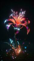 spektakulärt lysande lilja med vibrerande neon kronblad ai genererad foto