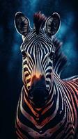 collage av zebror på mörk bakgrund ai genererad foto
