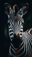 majestätisk zebra i grungeon stil på mörk bakgrund ai genererad foto