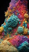 levande färger av lysosomer brytning ner cellulär avfall i 4k elektron mikroskop se generativ ai foto
