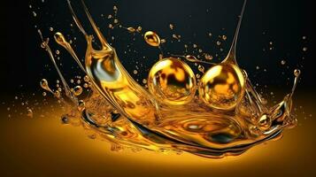 organisk gyllene flytande bubbla och ström konst bild generativ ai foto