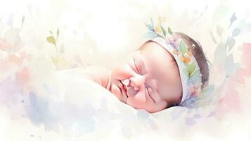 förtjusande japansk bebis med skön bakgrund element ai genererad foto