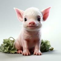 förtjusande bebis gris i disney stil ClipArt på vit bakgrund ai genererad foto