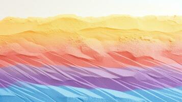 vibrerande närbild av regnbåge färgad sand Ränder ai genererad foto