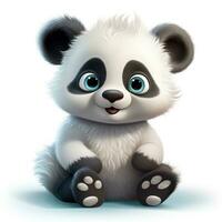 söt fluffig bebis panda i disney stil ClipArt på vit bakgrund ai genererad foto