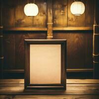 tömma bild ram i en japansk tatami rum ai genererad foto